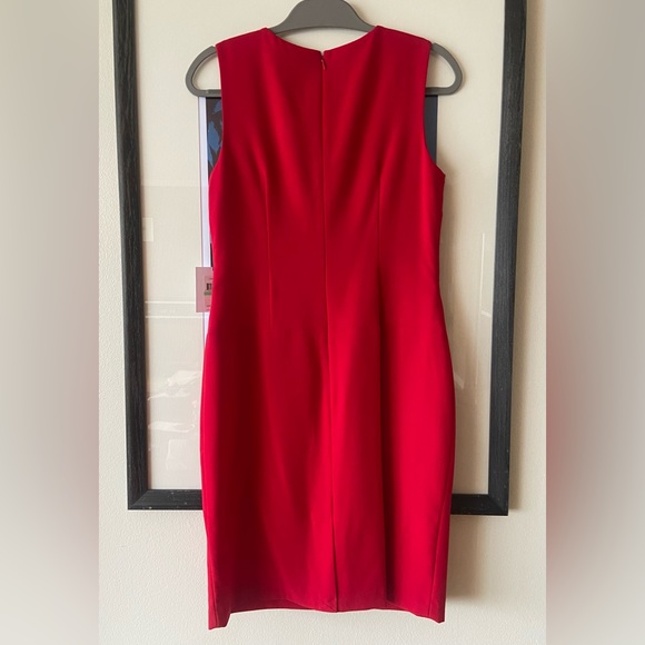 NWT Calvin Klein red sleeveless mini dress with front zipper and pockets - Picture 4 of 5